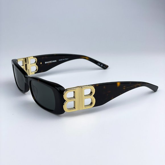 Balenciaga BB0096S 002 BRAND NEW Sunglasses Havana Gold Green Rectangle Unisex main image 11